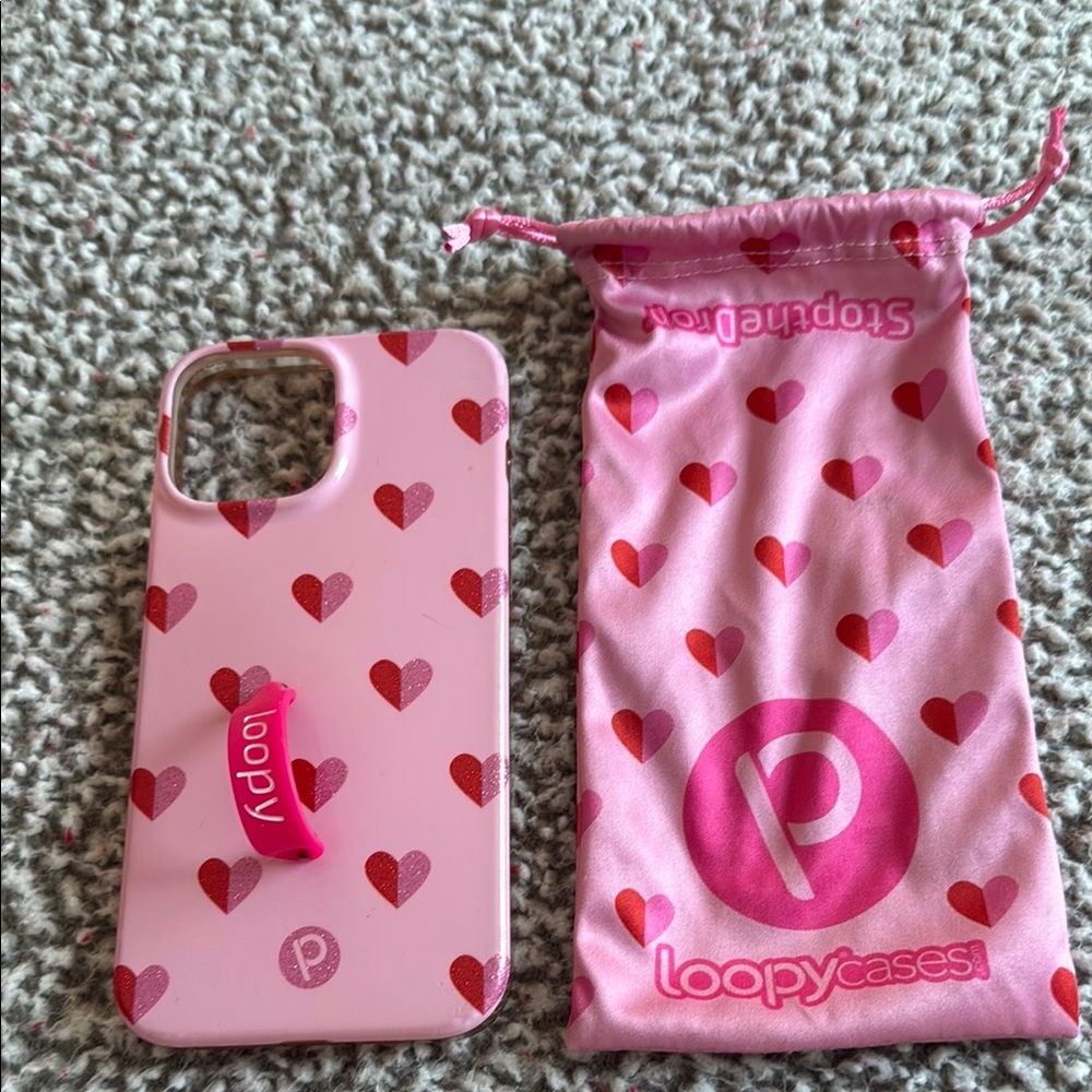 Loopy Case Pink Heart Phone Case- IPhone 13 max compatibility
